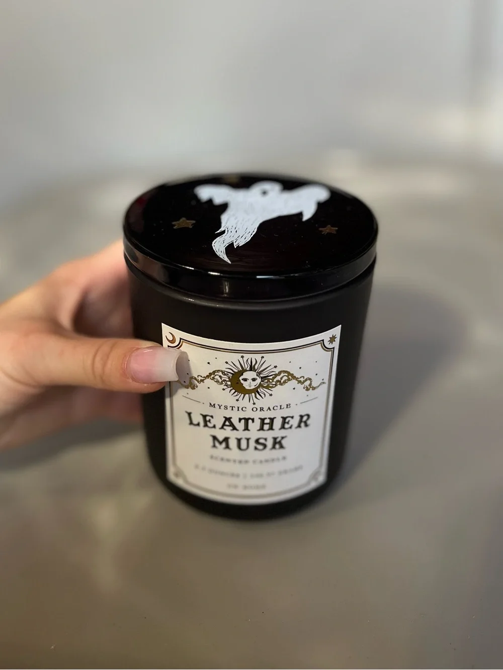 Leather Musk Scented Candle - Black ghost lid tj maxx